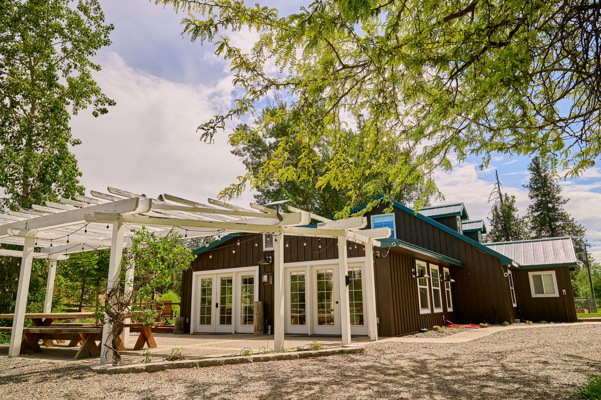 Guest suite french doors and pergola